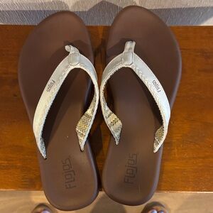 Flojos Women's White Strap Brown Footbed Sandals